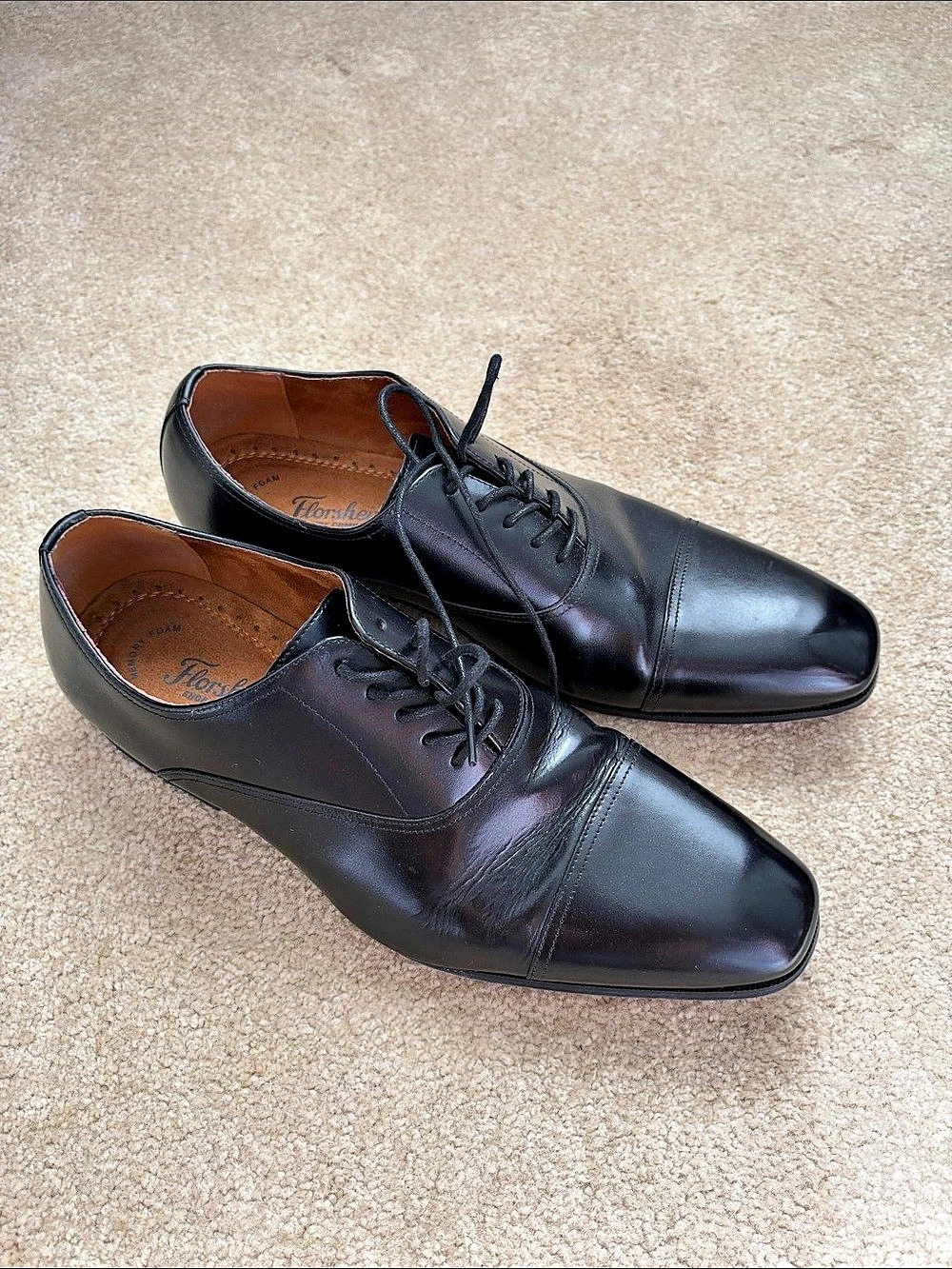 Florsheim Black Leather Lace-Up Oxfords